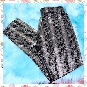 ⭐️ Gianni Bini Y2K Silky Metallic Foil Crocodile Print Leggings Women’s Medium